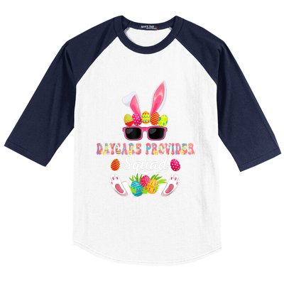 Daycare Provider Squad Costume Bunny Sunglasses Easter Eggs Baseball Sleeve Shirt