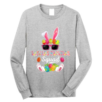 Daycare Provider Squad Costume Bunny Sunglasses Easter Eggs Long Sleeve Shirt