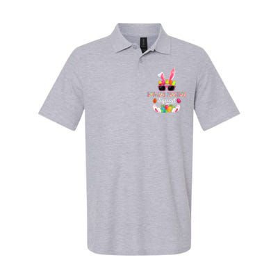 Daycare Provider Squad Costume Bunny Sunglasses Easter Eggs Softstyle Adult Sport Polo