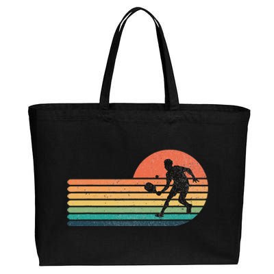 Distressed Pickleball Server Sunset Cotton Canvas Jumbo Tote