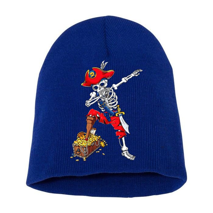 Dabbing Pirate Skeleton Dab Halloween Costume Gift Short Acrylic Beanie