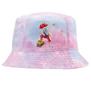 Dabbing Pirate Skeleton Dab Halloween Costume Gift Tie-Dyed Bucket Hat