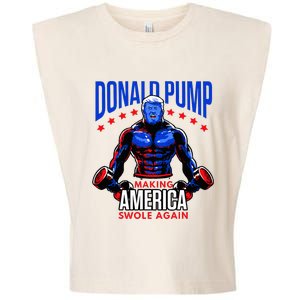 Donald Pump Swole America Trump Weight Lifting Gym Fitness Garment-Dyed Women's Muscle Tee