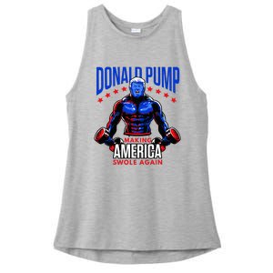 Donald Pump Swole America Trump Weight Lifting Gym Fitness Ladies PosiCharge Tri-Blend Wicking Tank