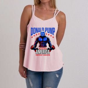 Donald Pump Swole America Trump Weight Lifting Gym Fitness Women's Strappy Tank