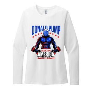 Donald Pump Swole America Trump Weight Lifting Gym Fitness Womens CVC Long Sleeve Shirt