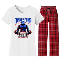 Donald Pump Swole America Trump Weight Lifting Gym Fitness Women's Flannel Pajama Set