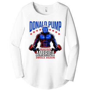 Donald Pump Swole America Trump Weight Lifting Gym Fitness Women's Perfect Tri Tunic Long Sleeve Shirt