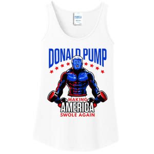 Donald Pump Swole America Trump Weight Lifting Gym Fitness Ladies Essential Tank