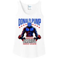 Donald Pump Swole America Trump Weight Lifting Gym Fitness Ladies Essential Tank