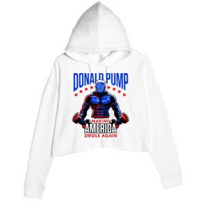 Donald Pump Swole America Trump Weight Lifting Gym Fitness Crop Fleece Hoodie