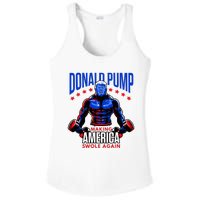 Donald Pump Swole America Trump Weight Lifting Gym Fitness Ladies PosiCharge Competitor Racerback Tank