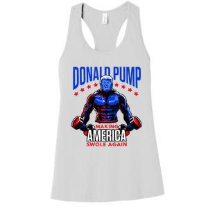 Donald Pump Swole America Trump Weight Lifting Gym Fitness Women's Racerback Tank