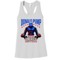 Donald Pump Swole America Trump Weight Lifting Gym Fitness Women's Racerback Tank