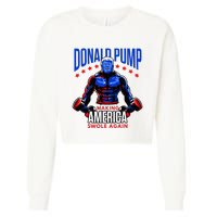 Donald Pump Swole America Trump Weight Lifting Gym Fitness Cropped Pullover Crew