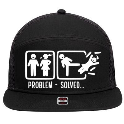 Divorce Problem Solved Funny Break Up 7 Panel Mesh Trucker Snapback Hat