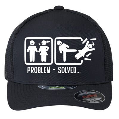 Divorce Problem Solved Funny Break Up Flexfit Unipanel Trucker Cap