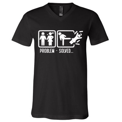 Divorce Problem Solved Funny Break Up V-Neck T-Shirt