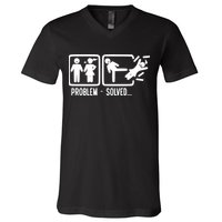 Divorce Problem Solved Funny Break Up V-Neck T-Shirt