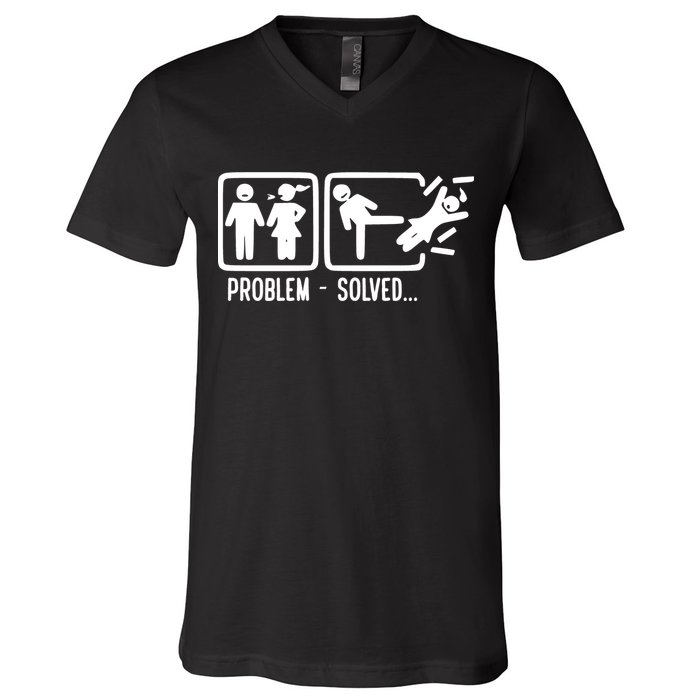 Divorce Problem Solved Funny Break Up V-Neck T-Shirt