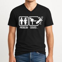 Divorce Problem Solved Funny Break Up V-Neck T-Shirt
