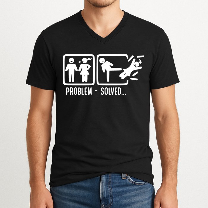 Divorce Problem Solved Funny Break Up V-Neck T-Shirt