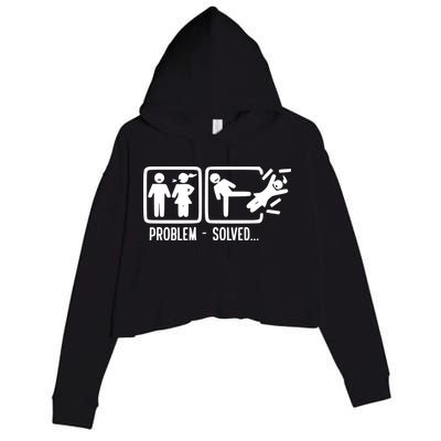 Divorce Problem Solved Funny Break Up Crop Fleece Hoodie