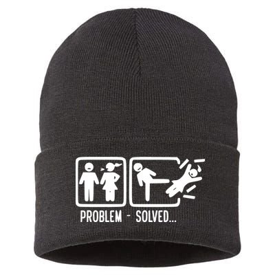 Divorce Problem Solved Funny Break Up Sustainable Knit Beanie