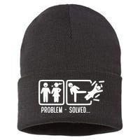 Divorce Problem Solved Funny Break Up Sustainable Knit Beanie