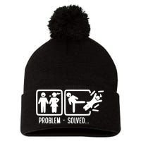 Divorce Problem Solved Funny Break Up Pom Pom 12in Knit Beanie