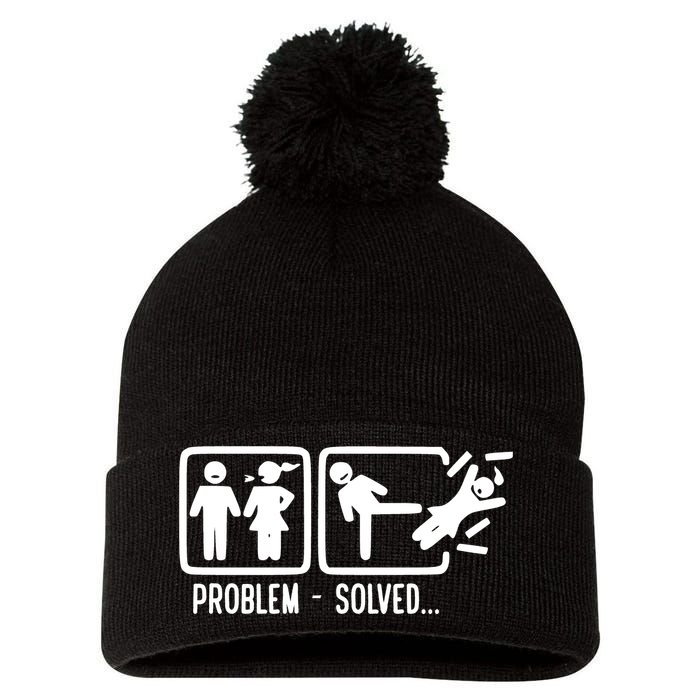 Divorce Problem Solved Funny Break Up Pom Pom 12in Knit Beanie