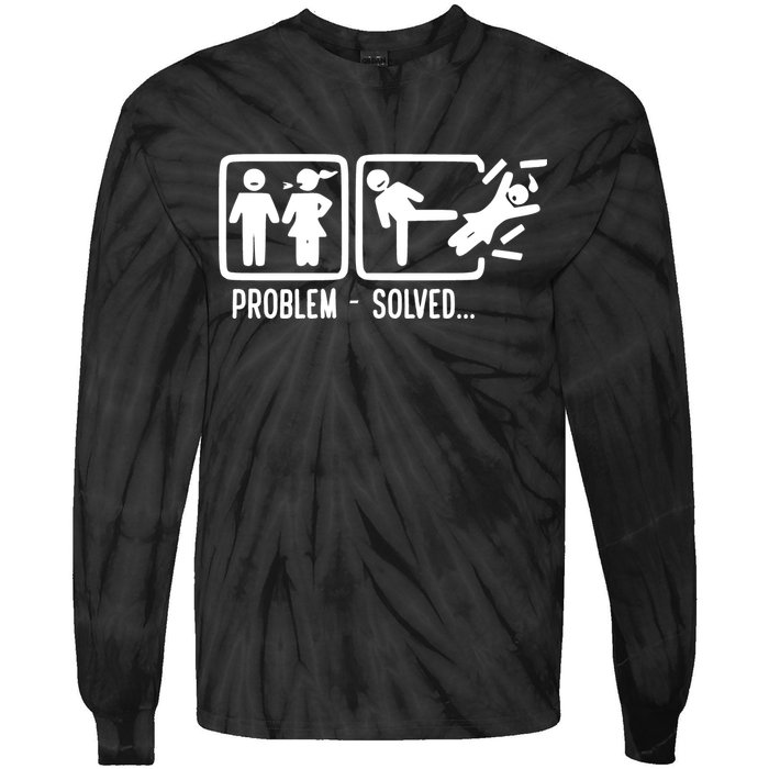 Divorce Problem Solved Funny Break Up Tie-Dye Long Sleeve Shirt