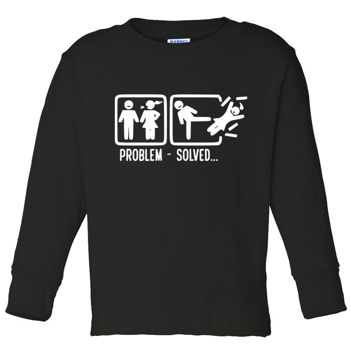 Divorce Problem Solved Funny Break Up Toddler Long Sleeve Shirt