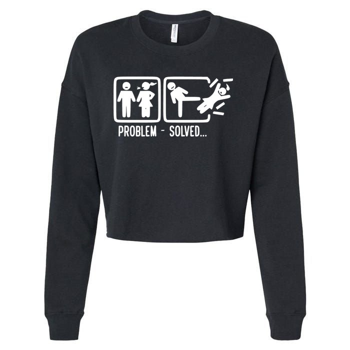 Divorce Problem Solved Funny Break Up Cropped Pullover Crew
