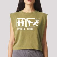 Divorce Problem Solved Funny Break Up Garment-Dyed Women's Muscle Tee