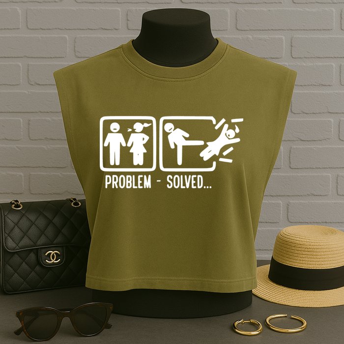 Divorce Problem Solved Funny Break Up Garment-Dyed Women's Muscle Tee