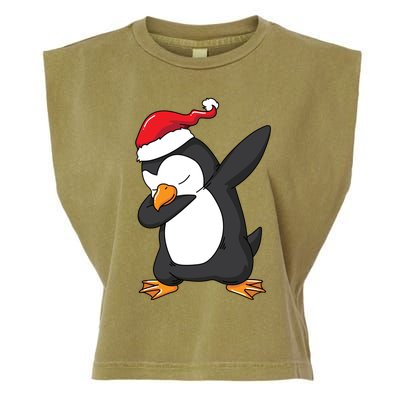 Dabbing Penguin Santa Hat Funny Christmas Gift Garment-Dyed Women's Muscle Tee