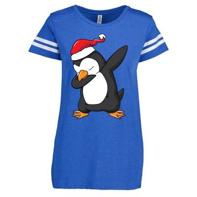 Dabbing Penguin Santa Hat Funny Christmas Gift Enza Ladies Jersey Football T-Shirt