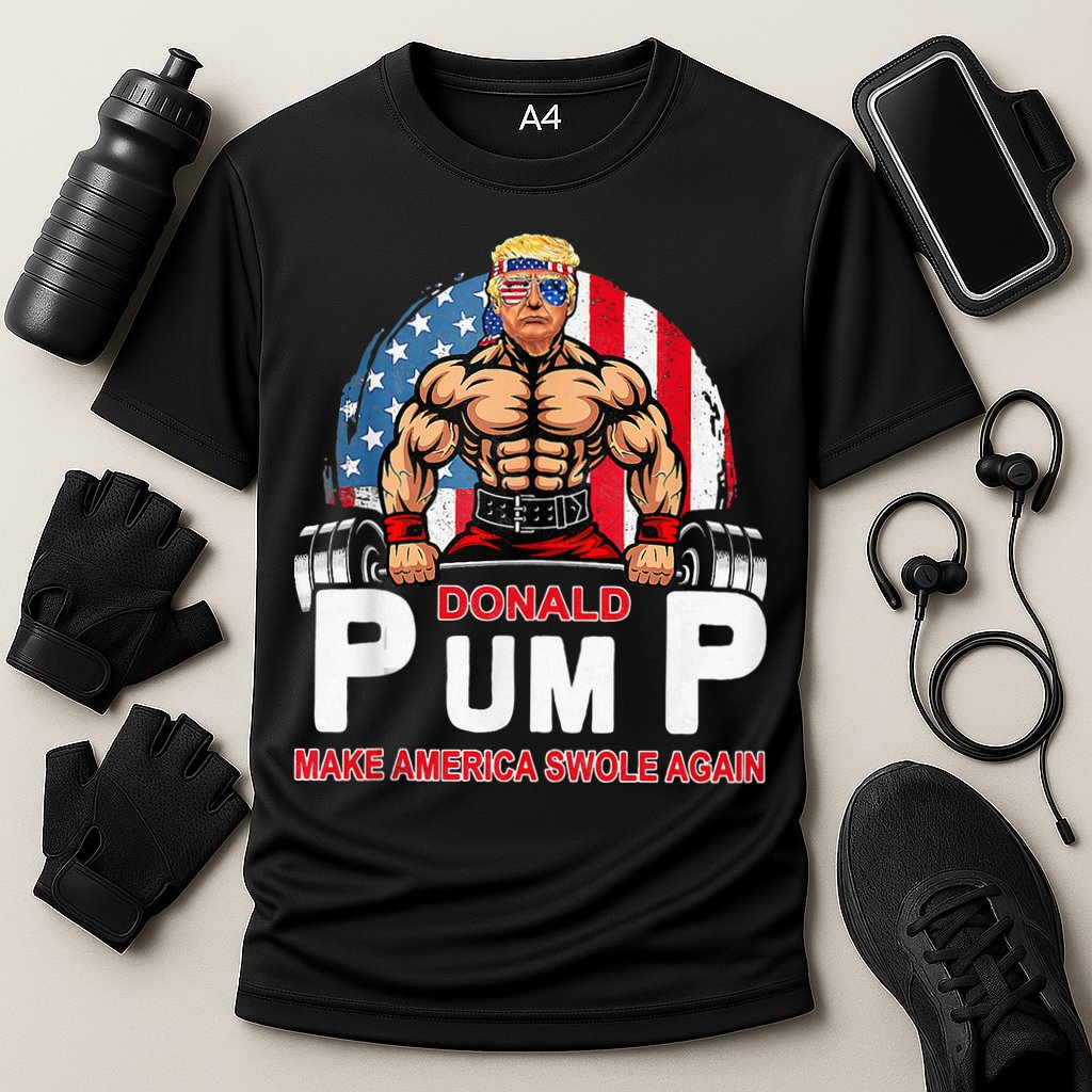 Donald Pump Swole America Again Gym Fitness Cooling Performance Crew T-Shirt