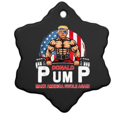 Donald Pump Swole America Again Gym Fitness Ceramic Star Ornament