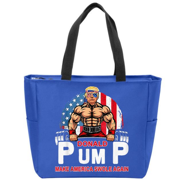 Donald Pump Swole America Again Gym Fitness Zip Tote Bag