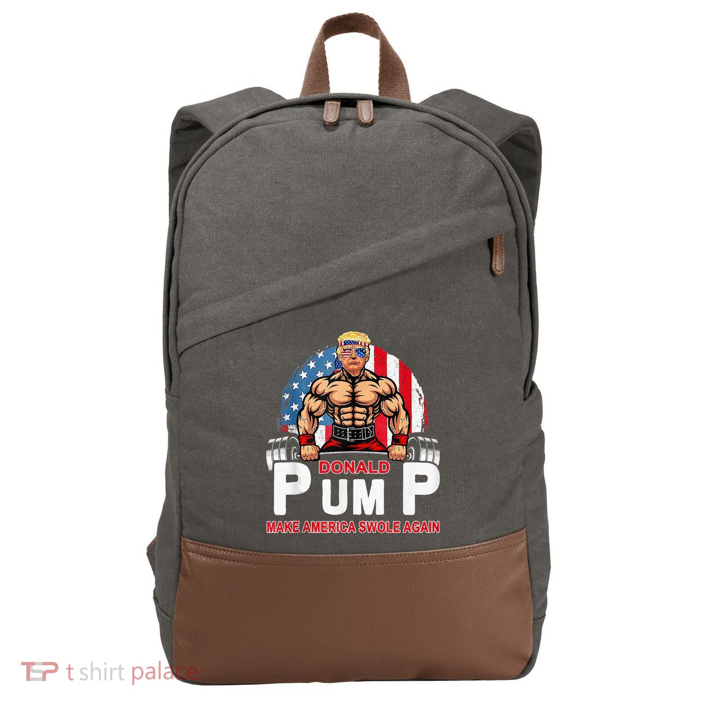 Donald Pump Swole America Again Gym Fitness Cotton Canvas Backpack