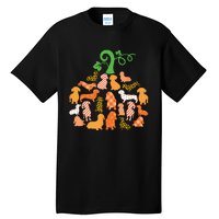 Dachshund Pumpkin Shape Plaid Leopard Dog Autumn Halloween Tall T-Shirt