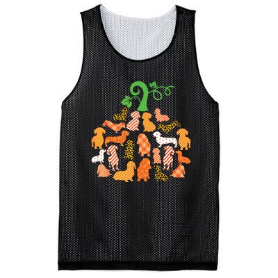 Dachshund Pumpkin Shape Plaid Leopard Dog Autumn Halloween Mesh Reversible Basketball Jersey Tank