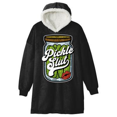 Dill Pickle Slut Funny Rude Humor Pickle Lover Jar Retro Hooded Wearable Blanket