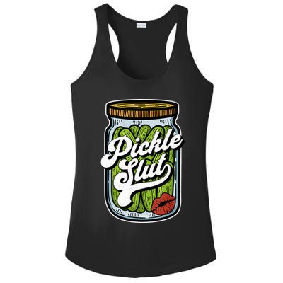 Dill Pickle Slut Funny Rude Humor Pickle Lover Jar Retro Ladies PosiCharge Competitor Racerback Tank