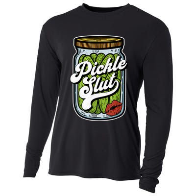 Dill Pickle Slut Funny Rude Humor Pickle Lover Jar Retro Cooling Performance Long Sleeve Crew