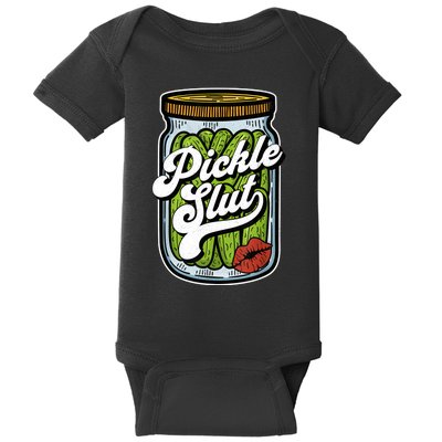 Dill Pickle Slut Funny Rude Humor Pickle Lover Jar Retro Baby Bodysuit