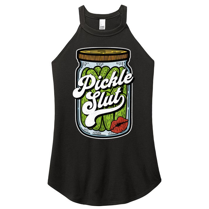 Dill Pickle Slut Funny Rude Humor Pickle Lover Jar Retro Women's Perfect Tri Rocker Tank