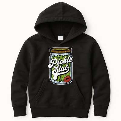Dill Pickle Slut Funny Rude Humor Pickle Lover Jar Retro Kids Hoodie